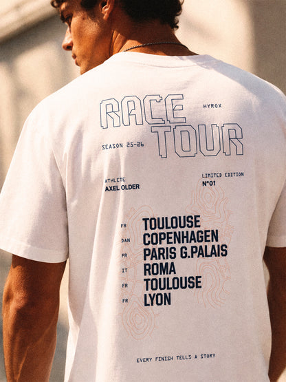 T-shirt Hyrox personnalisé blanc Race Tour man