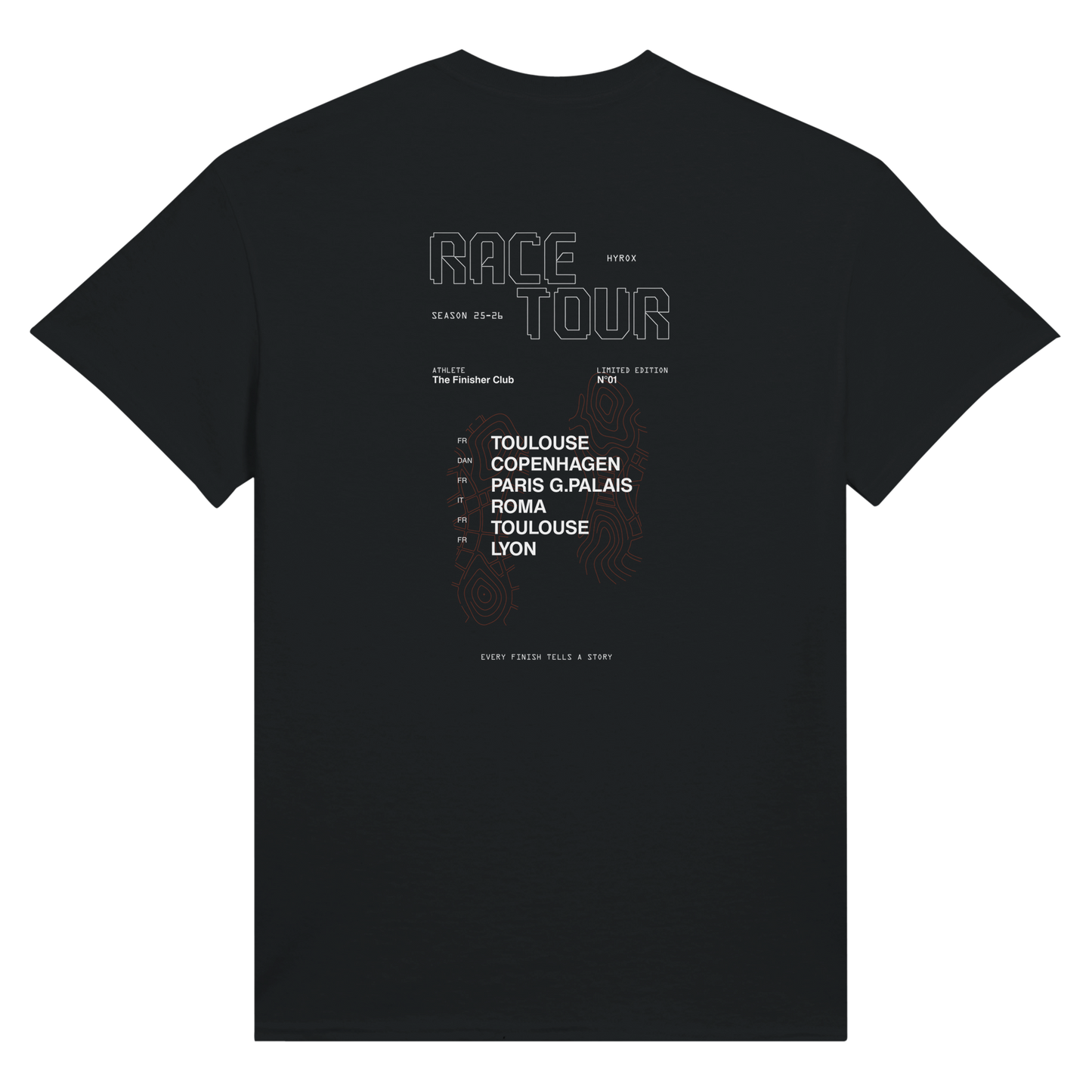 T-shirt Hyrox personnalisé noir Race Tour