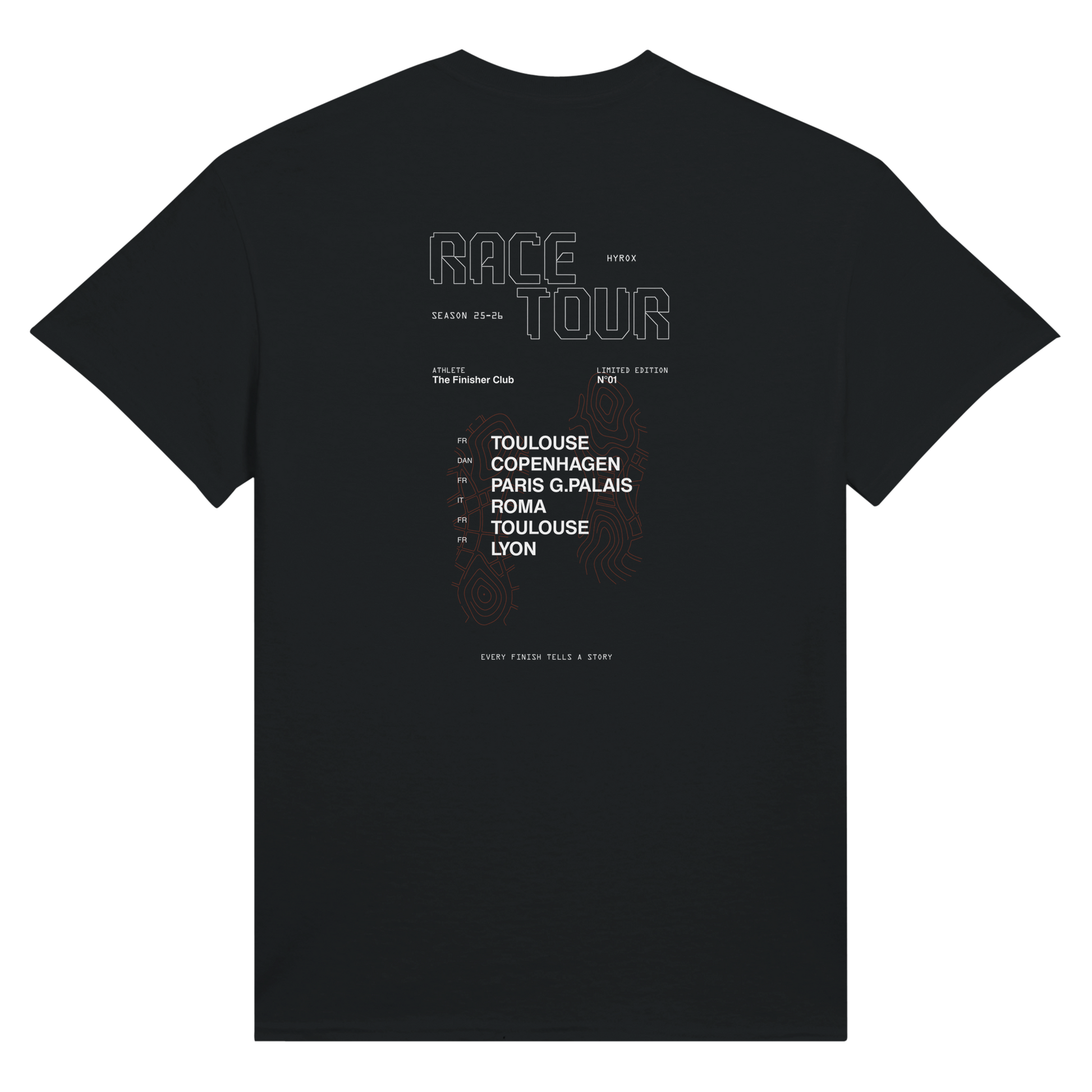T-shirt Hyrox personnalisé noir Race Tour